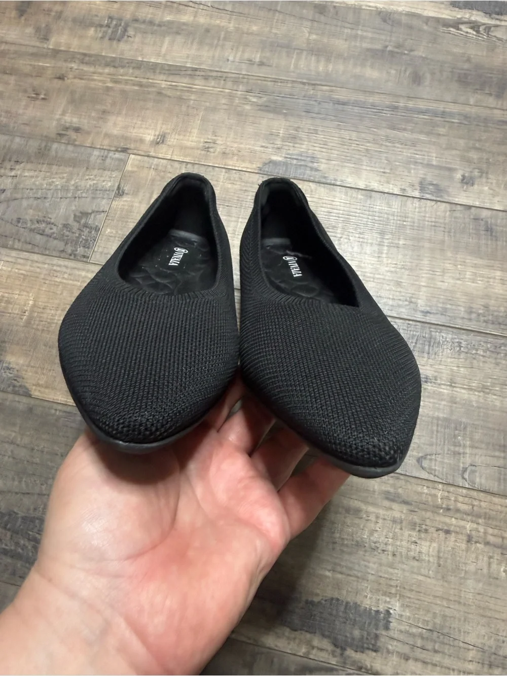 Viviana Black Pointed-Toe Knit Ballet Flats Point Women's Size 41.5 10
